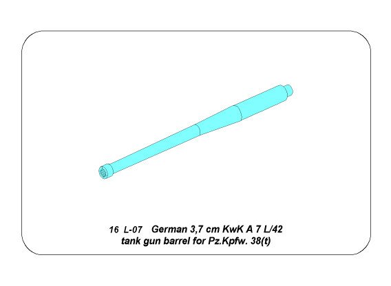 ABR-16-L-07  Дополнения для  German 3,7 cm KwK A 7 L/42 tank gun barrel for Pz.Kpfw. 38(t)   для Panda  1/16 ABR-16-L-07  Дополнения для  German 3,7 cm KwK A 7 L/42 tank gun barrel for Pz.Kpfw. 38(t)   для Panda  1/16