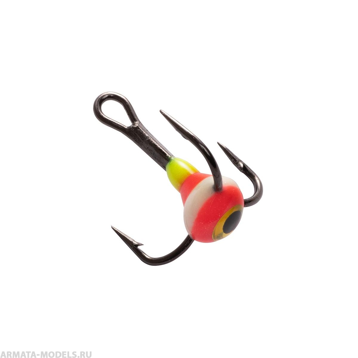 Тройник MUSTAD №8 3D глазок с эпоксидом 103P c фосфором (TRMS-8-E-103P) Helios