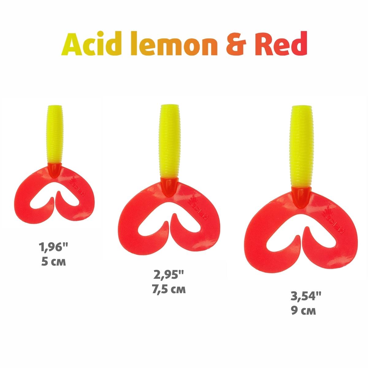 Твистер Credo Double Tail 3,54"/9 см Acid lemon & Red 5шт. (HS-28-029) Helios Твистер Credo Double Tail 3,54"/9 см Acid lemon & Red 5шт. (HS-28-029) Helios