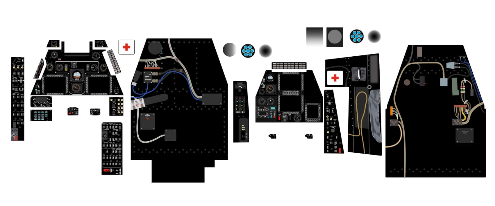 AM48308 3D декаль приборных панелей с плоскими пластиковыми деталями интерьера Ми-28Н