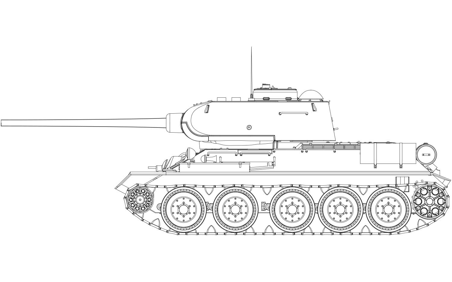 Рисунок т34 сбоку