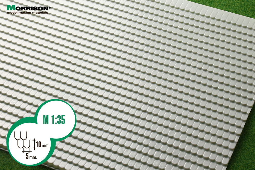 041tbh035 Объёмная текстура черепицы «Бобровый хвост». М1:35         (Лист А3- 28см.х38см.)