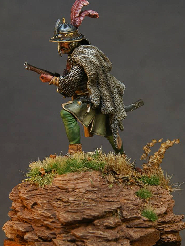 CHM-54075. Польский почтовый гусарской хоругви, 17 век. 54 мм. Материал - смола. Chronos Miniatures