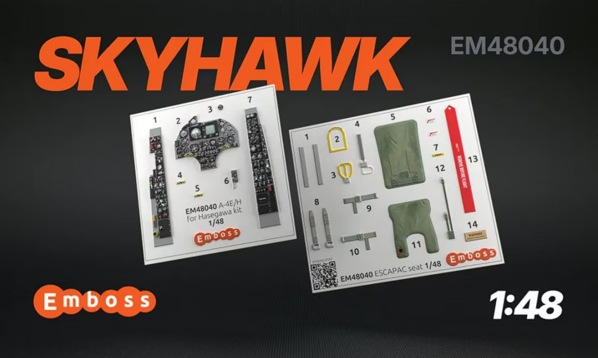 EM48040 Детали кабины A-4E/H Skyhawk для модели Hasegawa 09522 1:48 (3D декаль)