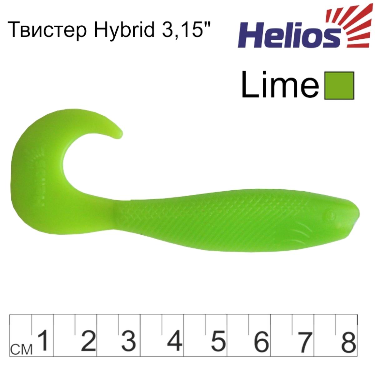 Твистер Hybrid 3,15"/8,0 см Lime 7шт. (HS-14-008) Helios Твистер Hybrid 3,15"/8,0 см Lime 7шт. (HS-14-008) Helios