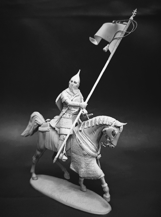 CHM-54360. Русский знатный воин, конец 14 - начало 15 века (2 варианта флага). 54 мм. Материал - смола. Chronos Miniatures