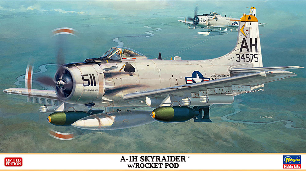 02466-Американский штурмовик A-1H Skyraider с ракетной установкой (Limited Edition) Hasegawa 02466-Американский штурмовик A-1H Skyraider с ракетной установкой (Limited Edition) Hasegawa