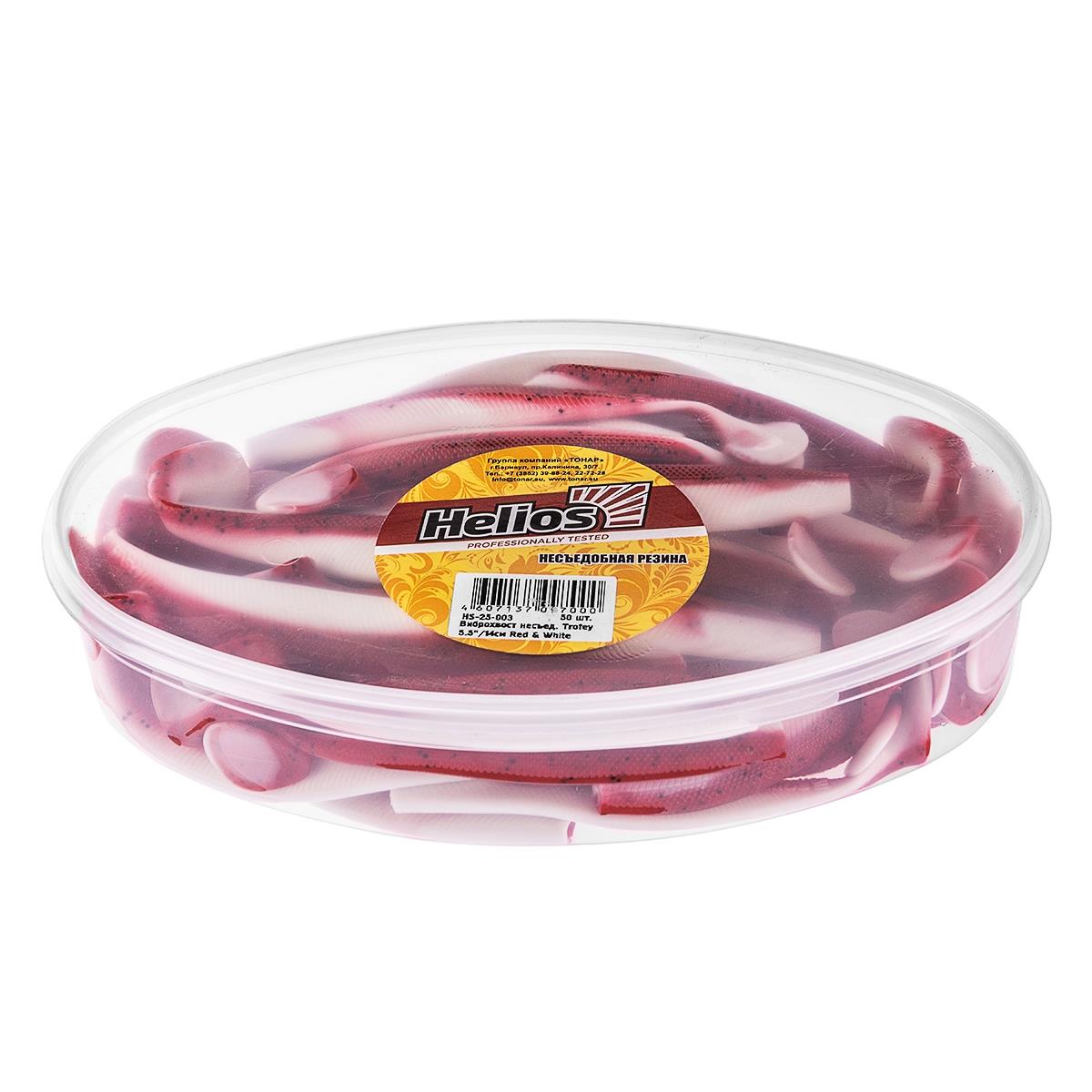 Виброхвост несъедоб. Trofey 5.5''/14см Red & White 50шт. (HS-25-003-N) Helios( цена указана за упаковку, в количестве 50шт.)