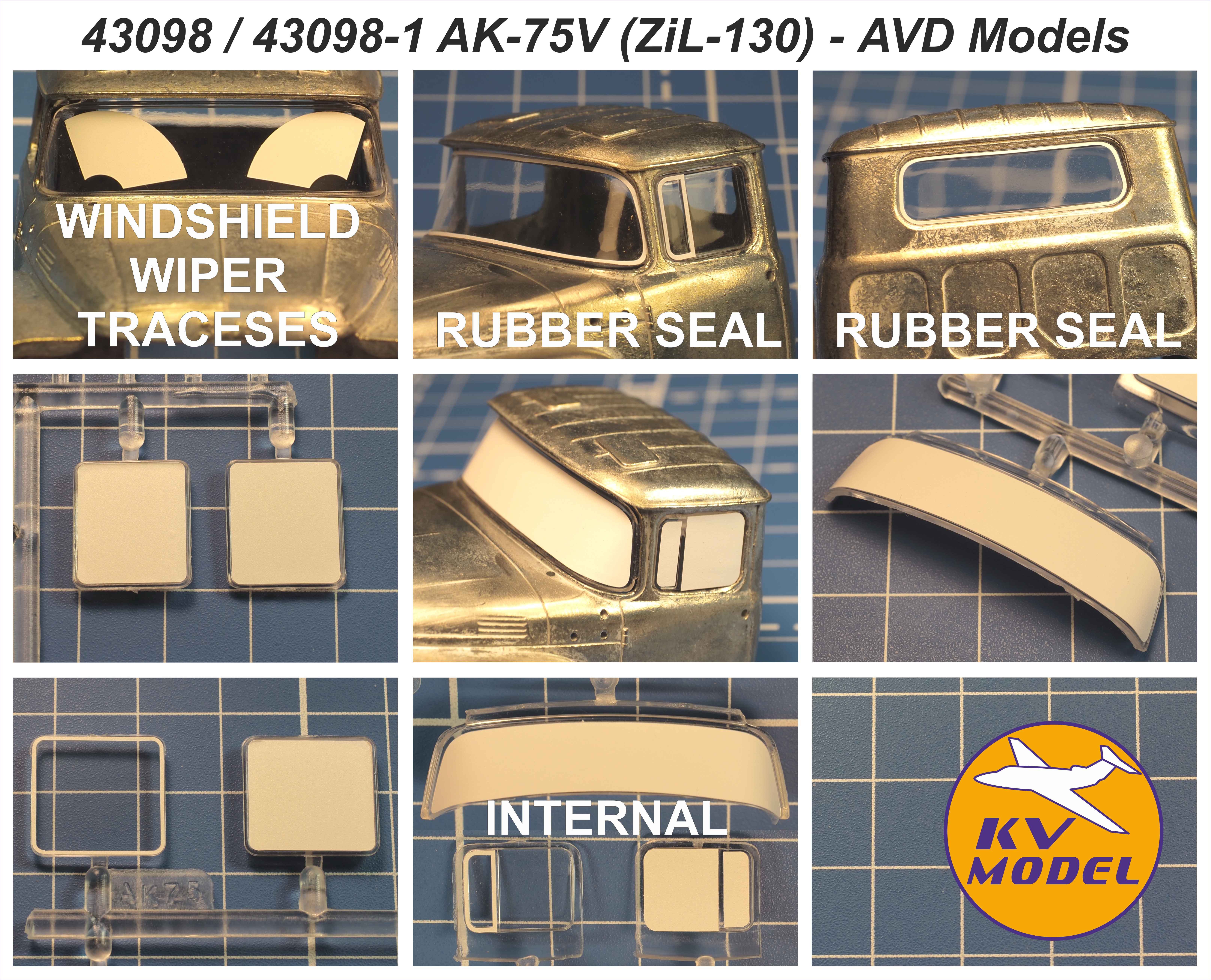 43098-1KV Окрасочная маска Советский автокран АК-75В (ЗиЛ-130) - (AVD MODELS #1538AVD, #1098KIT) - (двусторонние маски)