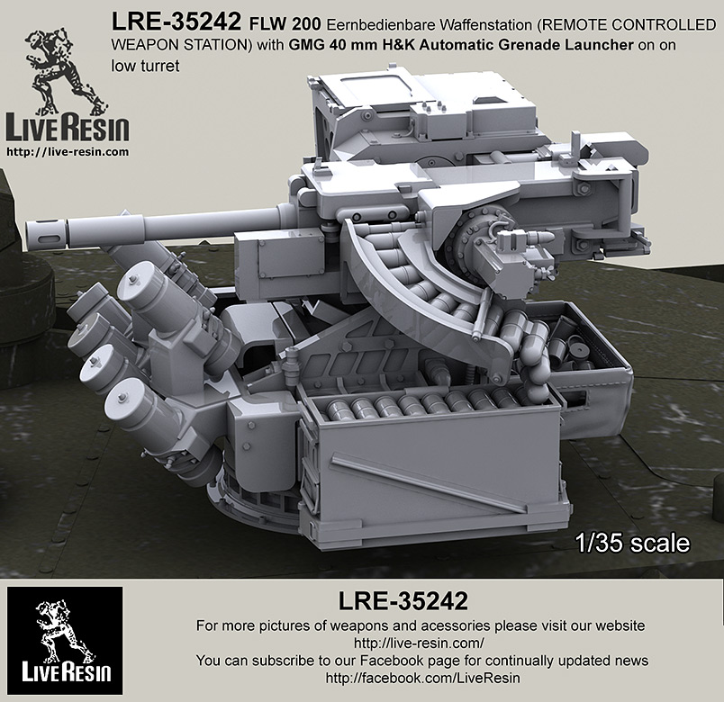 LRE35242 Дистанционно управляемая оружейная станция FLW 200 Eernbedienbare Waffenstation с автоматическим станковым гранатомётом GMG 40 мм H&K  LRE35242 Дистанционно управляемая оружейная станция FLW 200 Eernbedienbare Waffenstation с автоматическим станковым гранатомётом GMG 40 мм H&K