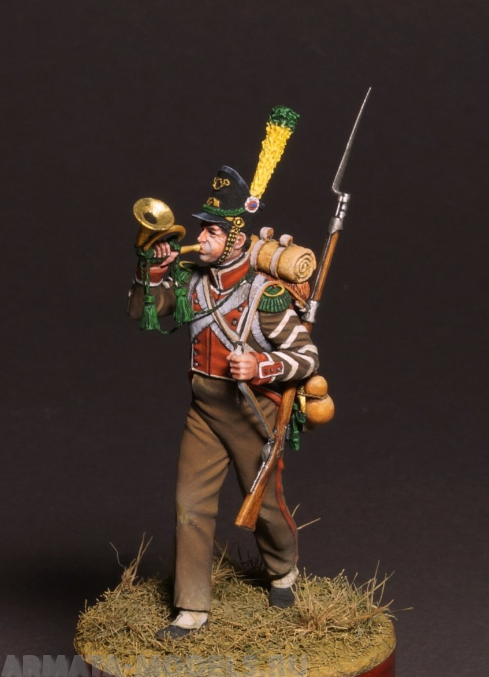 CHM-54215(M). Корнет вольтижеров пехотных полков Португальского легиона, 1809-14 гг.  54 мм. Материал - белый металл. Chronos Miniatures