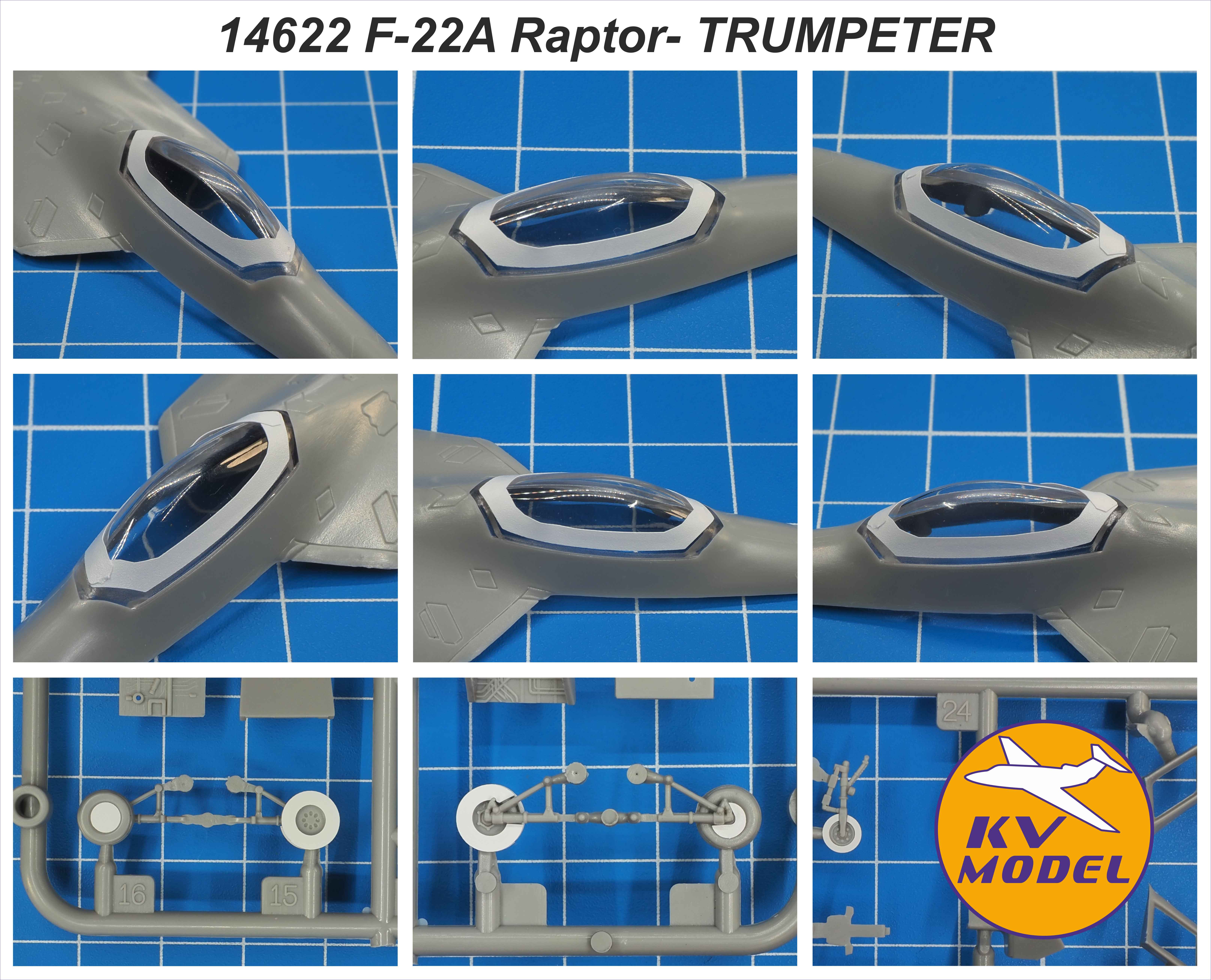 14622KV Окрасочная маска Lockheed F-22A Raptor (Trumpeter #01317, MonoChrome #MCT702) + маски на диски и колеса