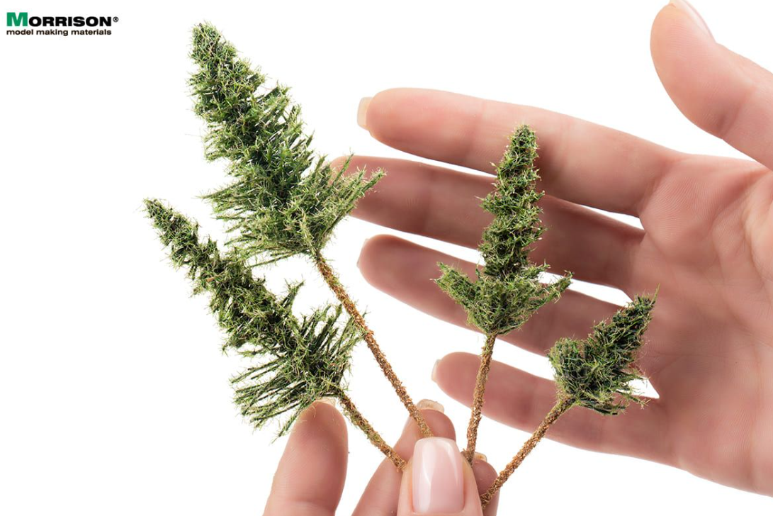 011se004 Набор реалистичных сосен высотой 6-10 см (10шт)