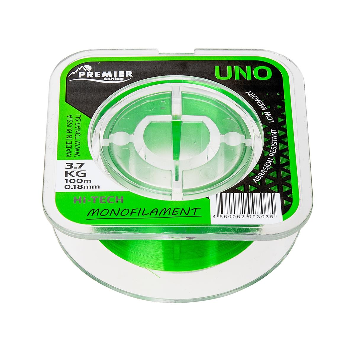 Леска UNO 0,18mm/100m Green Nylon (PR-U-G-018-100) Premier Fishing( цена указана за упаковку, в количестве 5шт.)