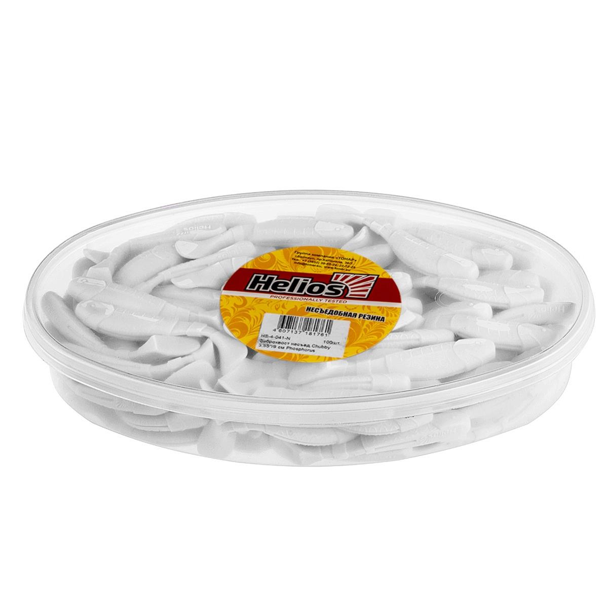 Виброхвост несъедоб. Chubby 3,55''/9 см Phosphorus 100шт. (HS-4-041-N) Helios( цена указана за упаковку, в количестве 100шт.)