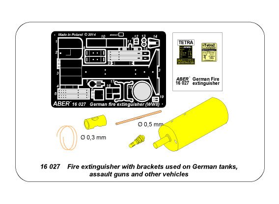 ABR-16-027  Дополнения для  Fire extinguisher with brackets used on German tanks, assault guns and other vehicles для Various 1/16 ABR-16-027  Дополнения для  Fire extinguisher with brackets used on German tanks, assault guns and other vehicles для Various 1/16