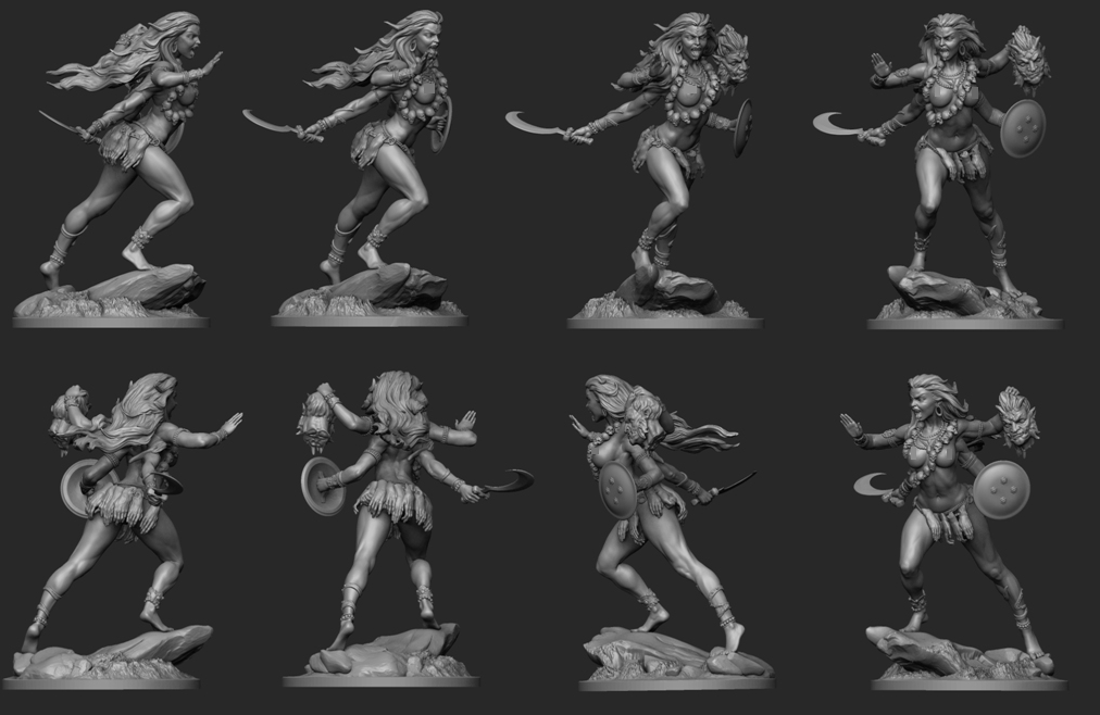 CHM-54150(M). Индийская богиня Кали. 54 мм. Материал – белый металл Chronos Miniatures