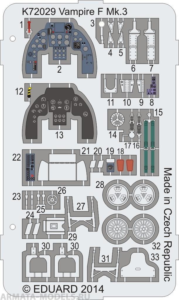 K72029 Vampire F Mk.3 Coloured photo-etched parts K72029 Vampire F Mk.3 Coloured photo-etched parts