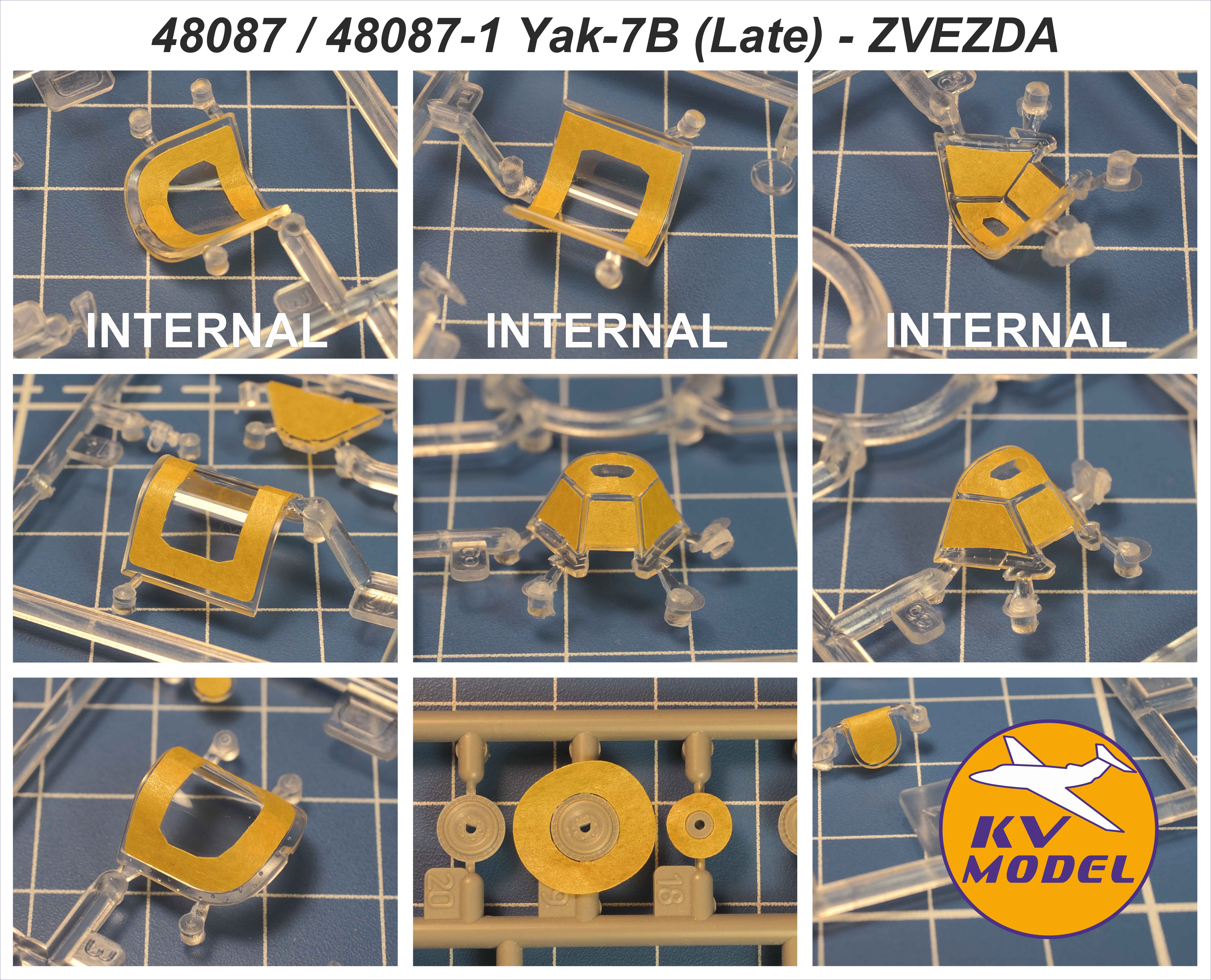 48087KV Окрасочная маска Як-7Б поздний образца 1943 (ZVEZDA #4837) + маски на диски и колеса