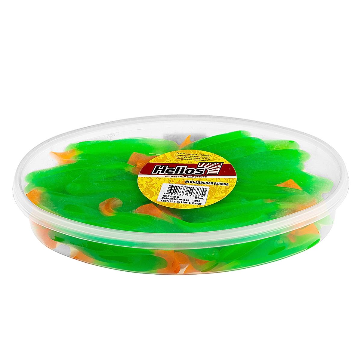 Виброхвост несъедоб. Jumbo 4,95''/12.5 см Lime & Orange 100шт. (HS-7-020-N) Helios( цена указана за упаковку, в количестве 100шт.)
