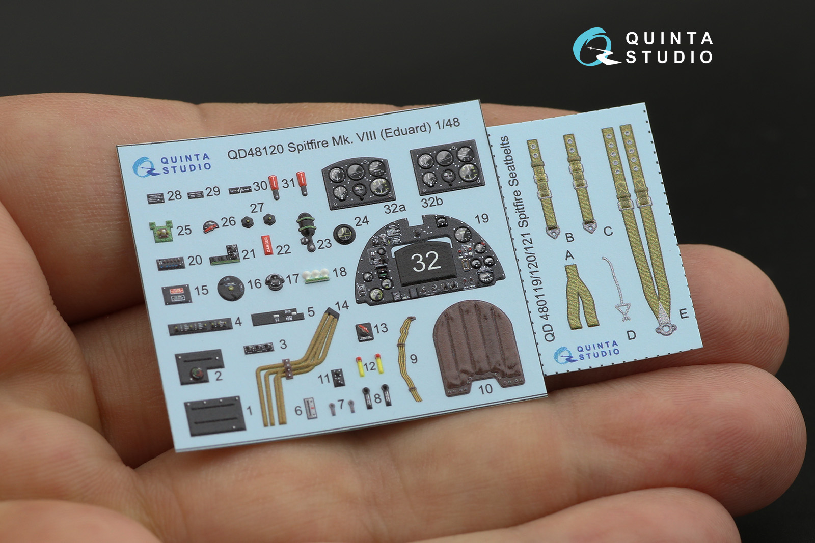 QD48120 3D Декаль интерьера кабины Spitfire Mk.VIII (Eduard)