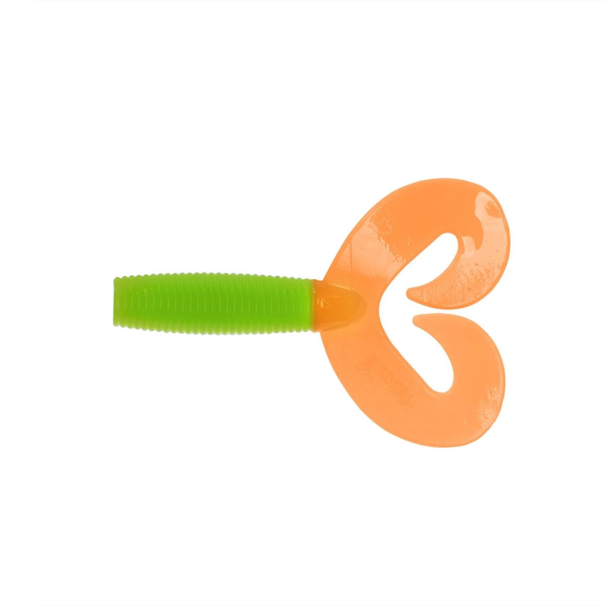 Твистер несъедоб. Credo Double Tail 3,54''/9 см Lime & Orange 100шт. (HS-28-020-N) Helios( цена указана за упаковку, в количестве 100шт.)