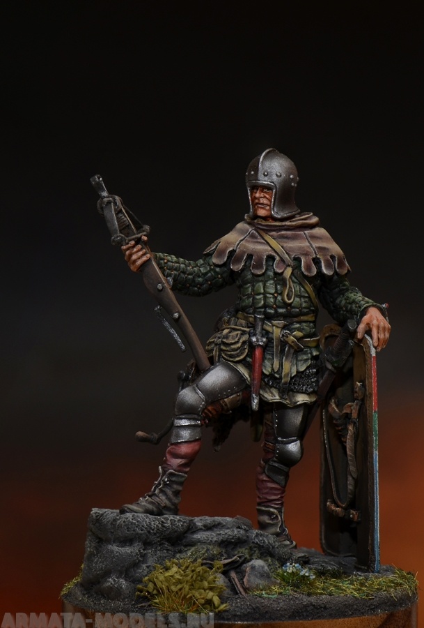CHM-54115(M). Европейский арбалетчик, 1440-55 гг. 54 мм. Материал - белый металл. Chronos Miniatures CHM-54115(M). Европейский арбалетчик, 1440-55 гг. 54 мм. Материал - белый металл. Chronos Miniatures