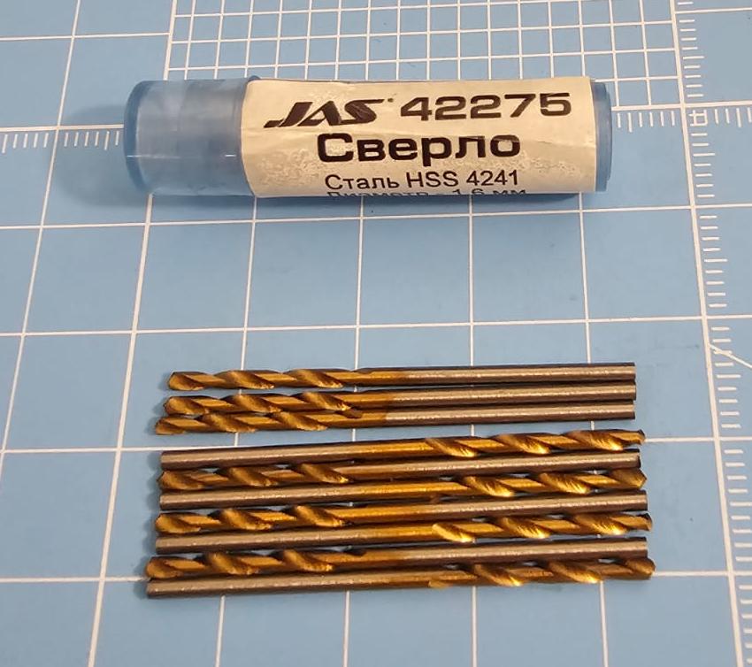 42275J Мини-сверло, диаметр   1,6 мм, HSS 4241, титановое покрытие, 10 шт./уп.