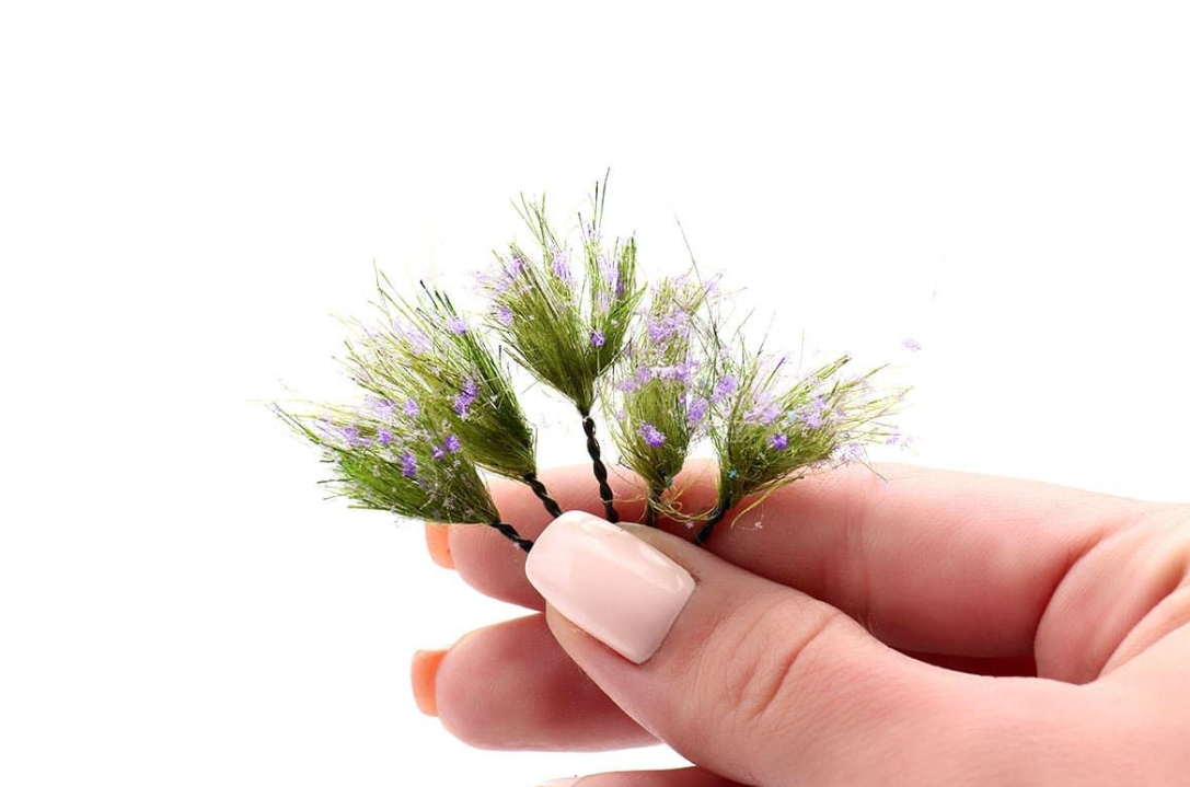 004pcv005 Цветущ.  растения д/диорамы. Сирен. 2,5-3см. 5шт.