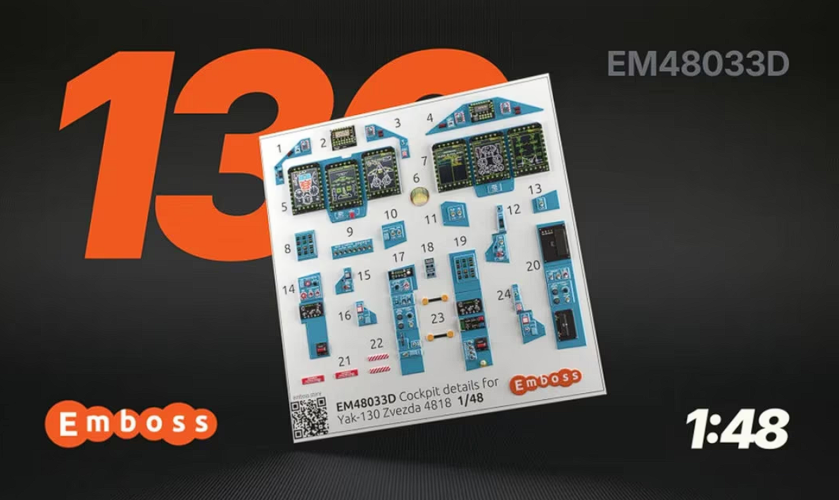 EM48033D Включенные приборные панели Як-130 для модели Звезда 1:48 (3D декаль)