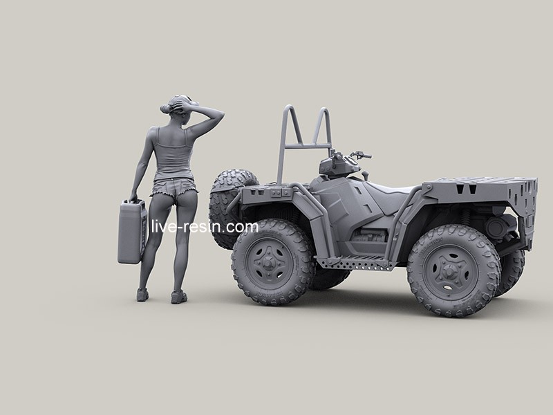 LRM35036 Девушка байкер в бейсболке с топливной канистрой (рекомендуется для использования с моделью квадроцикла Live Resin LRE-35318)