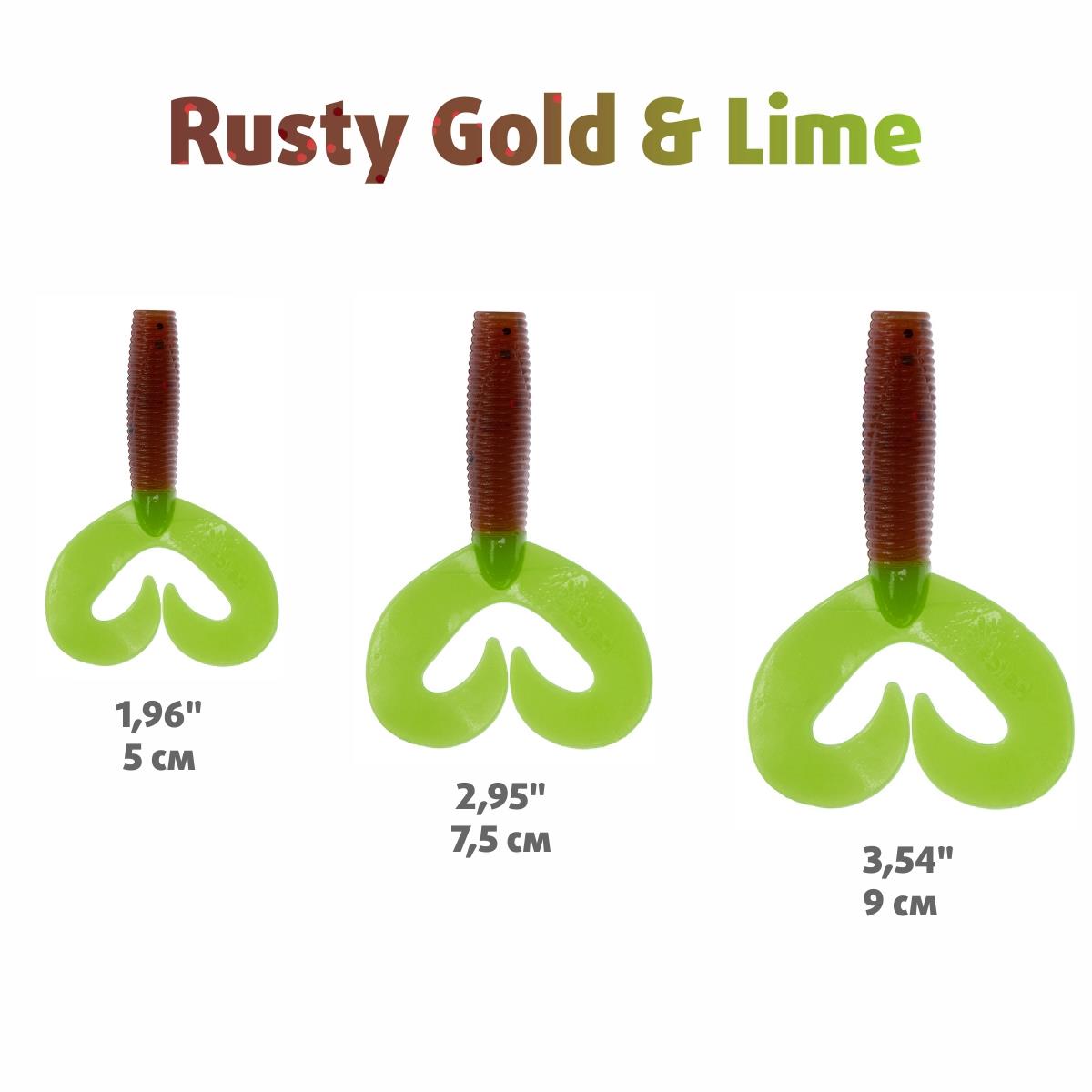 Твистер Credo Double Tail 2,95"/7,5 см Rusty Gold & Lime 7шт. (HS-12-017) Helios Твистер Credo Double Tail 2,95"/7,5 см Rusty Gold & Lime 7шт. (HS-12-017) Helios