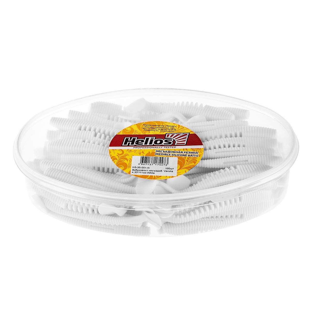Виброхвост несъедоб. Varuna 4,33''/11см White 100шт. (HS-35-001-N) Helios( цена указана за упаковку, в количестве 100шт.)