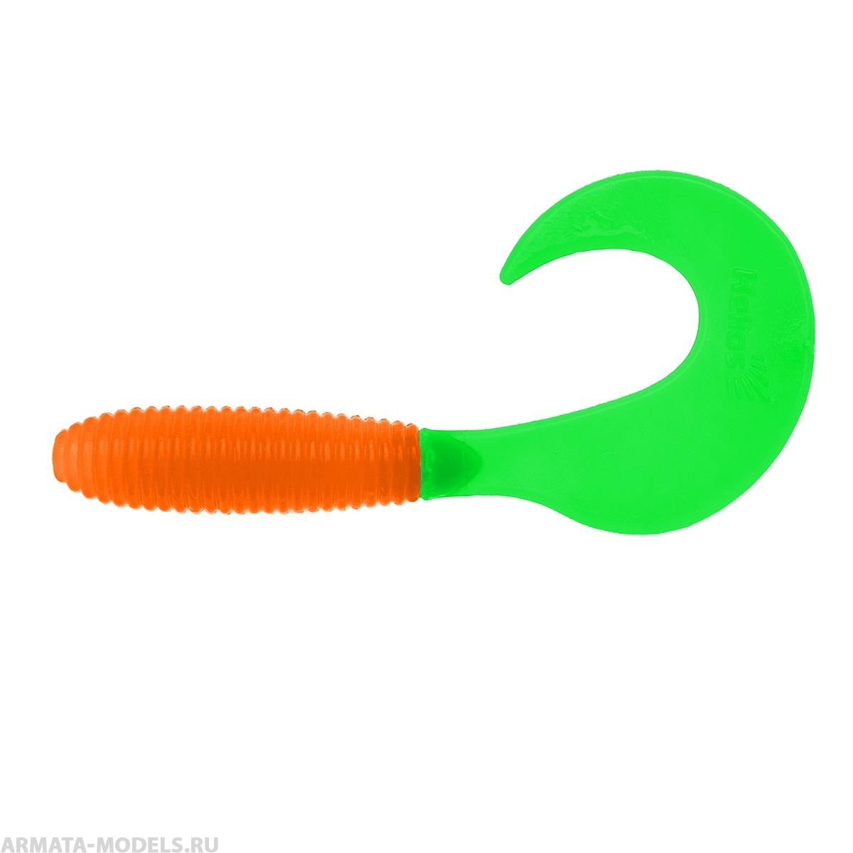 Твистер несъедоб. Credo 3,35''/8,5 см Orange & Green 100шт. (HS-11-025-N) Helios( цена указана за упаковку, в количестве 100шт.)