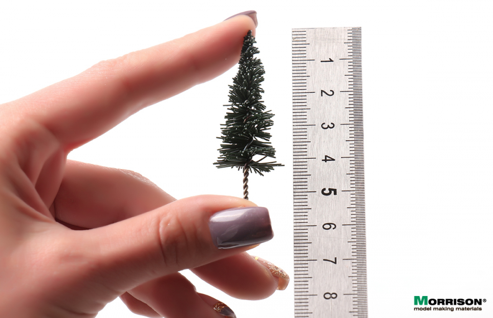 011ee021 Миниатюрные ёлочки для макетов в масштабе 1:500. H=50мм. Набор 10 штук.