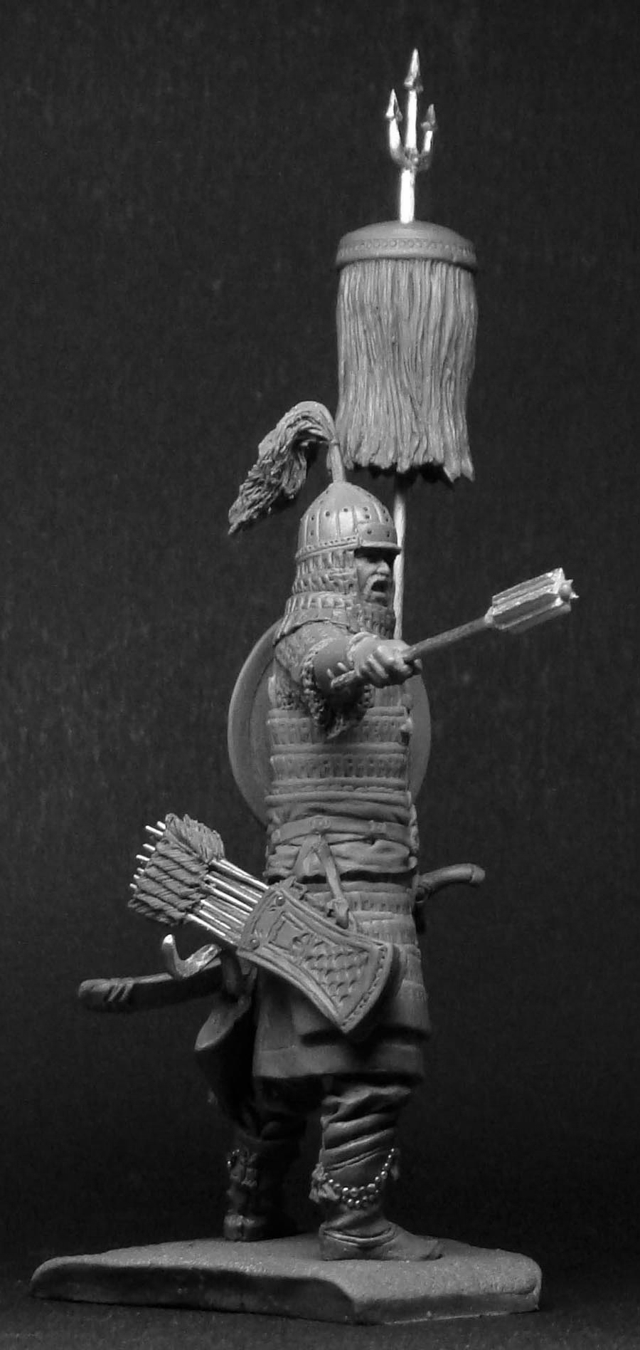 CHM-54046. Татаро-монгольский воин с бунчуком, 14 век. 54 мм. Материал - смола. Chronos Miniatures