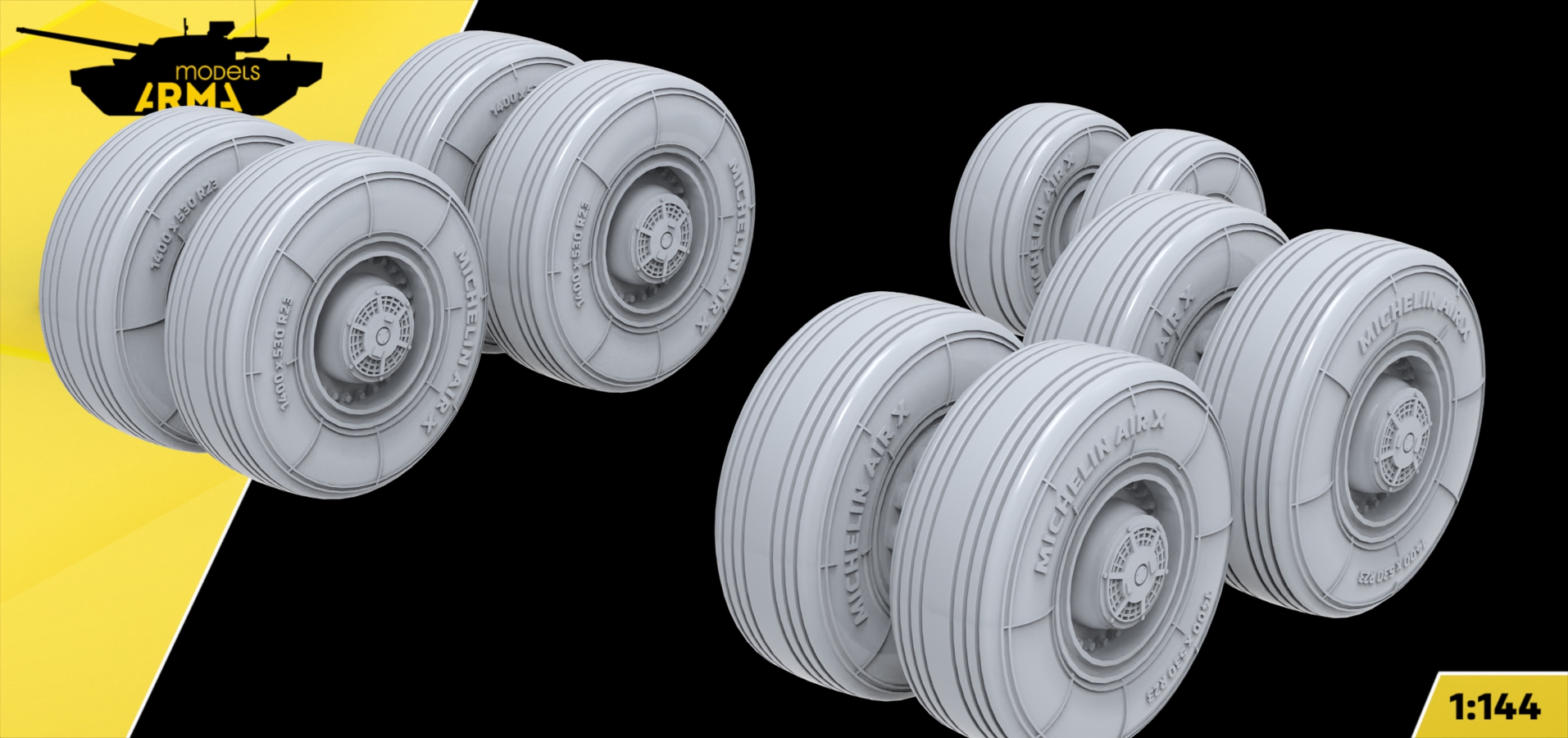 AM144198 Высокодетализированные колеса под нагрузкой для Airbus A330 Arma Models