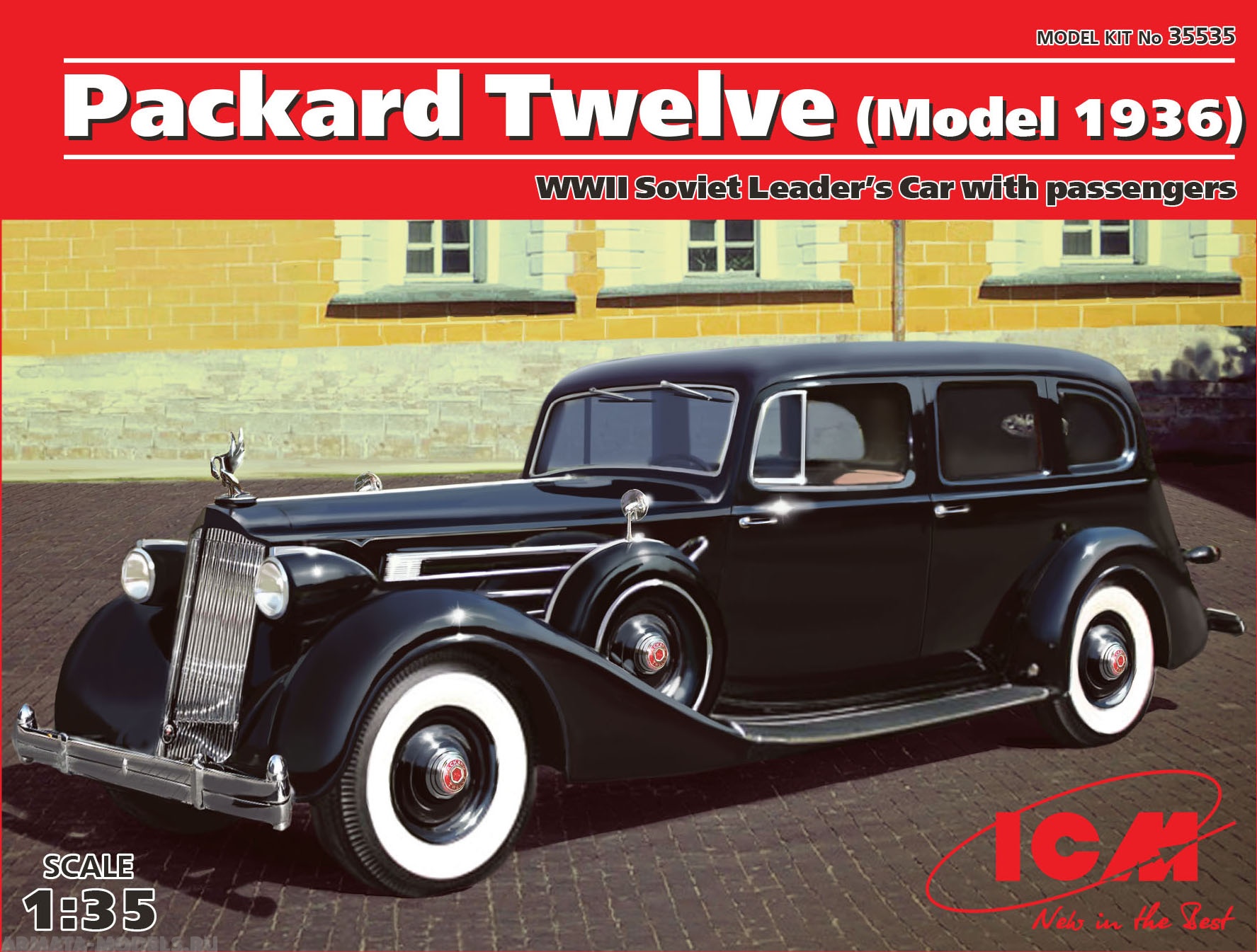 Купить 35535 Советский персональный автомобиль Packard Twelve (1936г) с  фигурами лидеров (4 шт) | ArmaModels