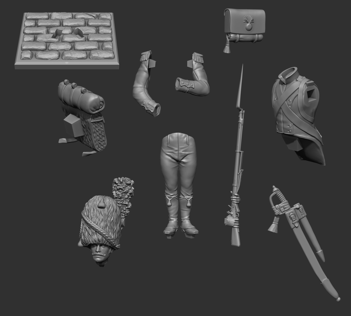 CHM-75004. Карабинер батальона Невшатель, 1810-12 гг. 75 мм. Материал – смола Chronos Miniatures