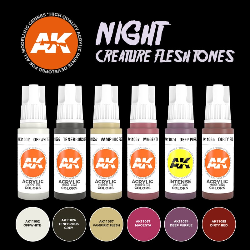 AK11602 Набор акриловых красок NIGHT CREATURES FLESH TONE SET AK11602 Набор акриловых красок NIGHT CREATURES FLESH TONE SET