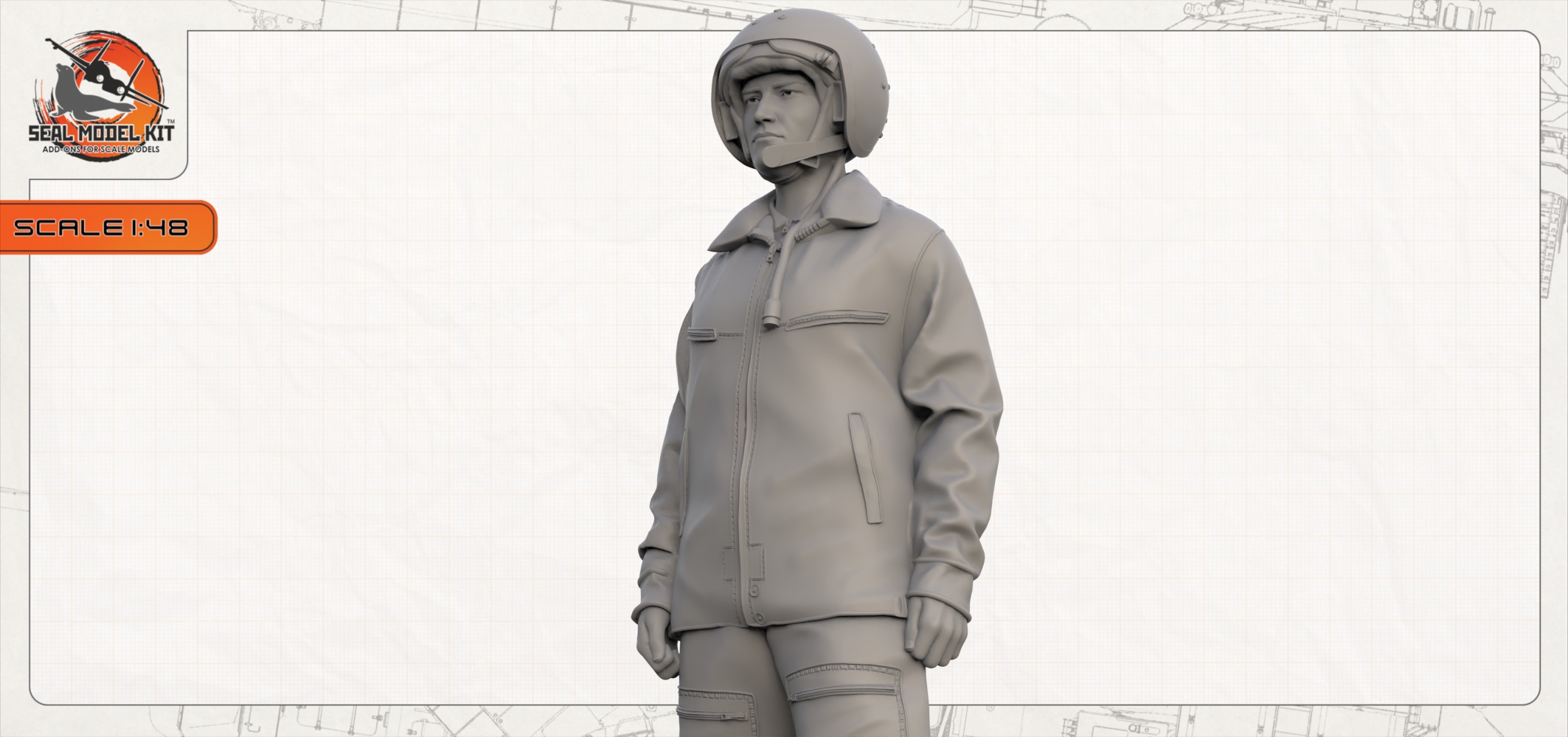 smk48067 Российский вертолетчик рядом с Ка-50 Seal Model Kit