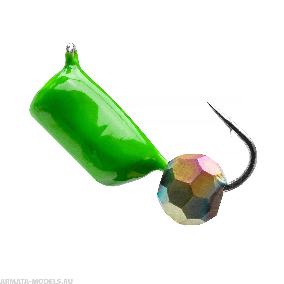 Мормышка вольф. Гвоздешарик 0,65г зеленый гвоздик d2 многогран. хамел (10шт/уп) Premier Fishing