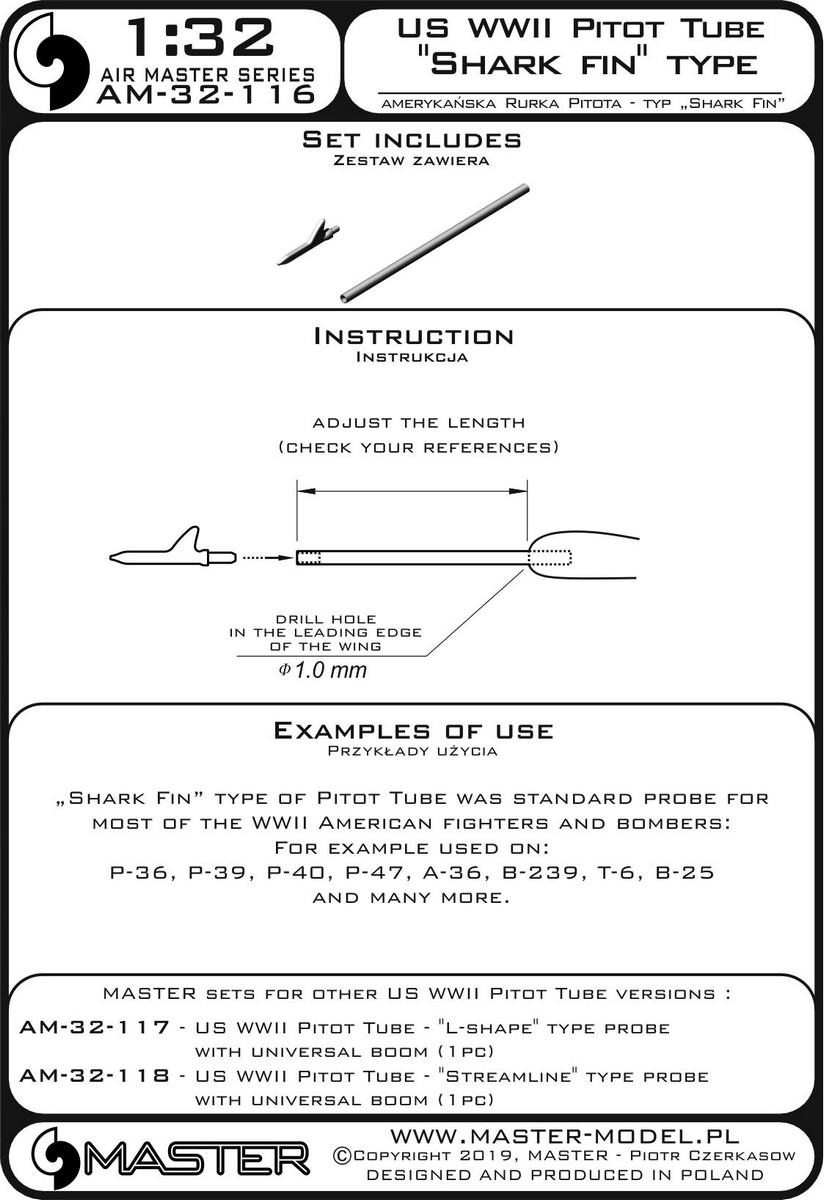 AM-32-116 Трубка Пито США времен Второй Мировой войны - зонд типа «Акулий плавник» (1 шт.) - используется на P-36, P-39, P-40, P-47, A-36, B-239, T-6, B-25. и многое другое AM-32-116 Трубка Пито США времен Второй Мировой войны - зонд типа «Акулий плавник» (1 шт.) - используется на P-36, P-39, P-40, P-47, A-36, B-239, T-6, B-25. и многое другое