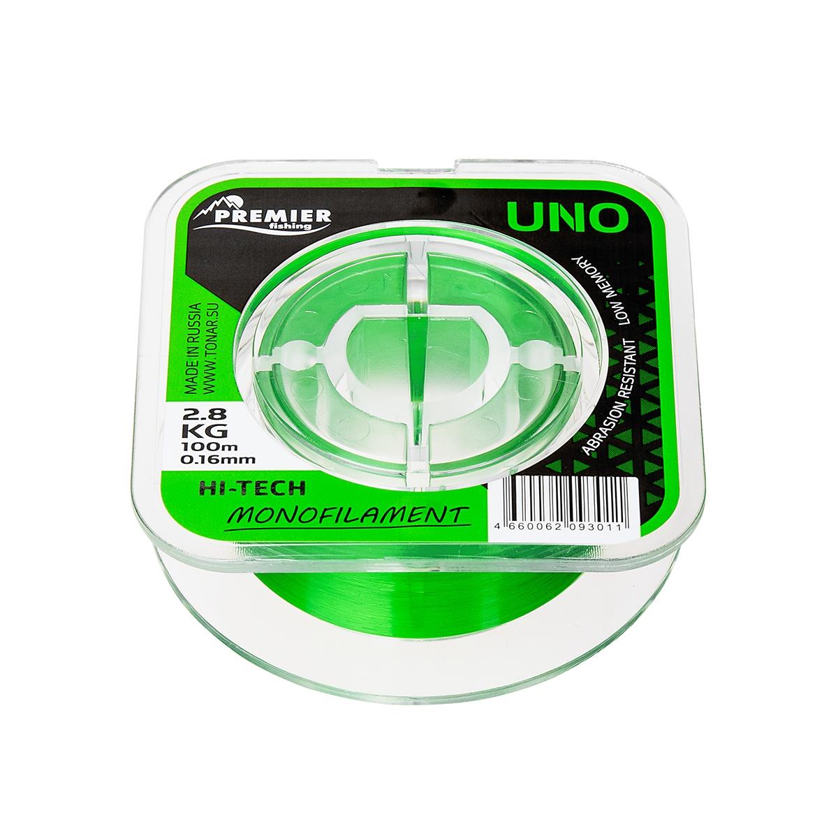 Леска UNO 0,16mm/100m Green Nylon (PR-U-G-016-100) Premier Fishing( цена указана за упаковку, в количестве 5шт.)