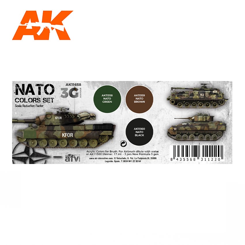 AK11658 Набор красок NATO COLORS 3G AK11658 Набор красок NATO COLORS 3G