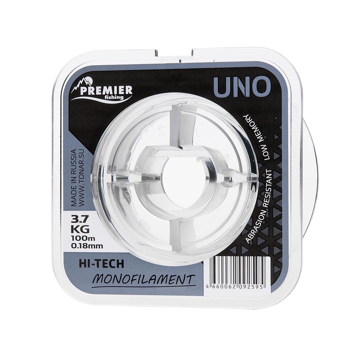 Леска UNO 0,18mm/100m Clear Nylon (PR-U-C-018-100) Premier Fishing( цена указана за упаковку, в количестве 5шт.)