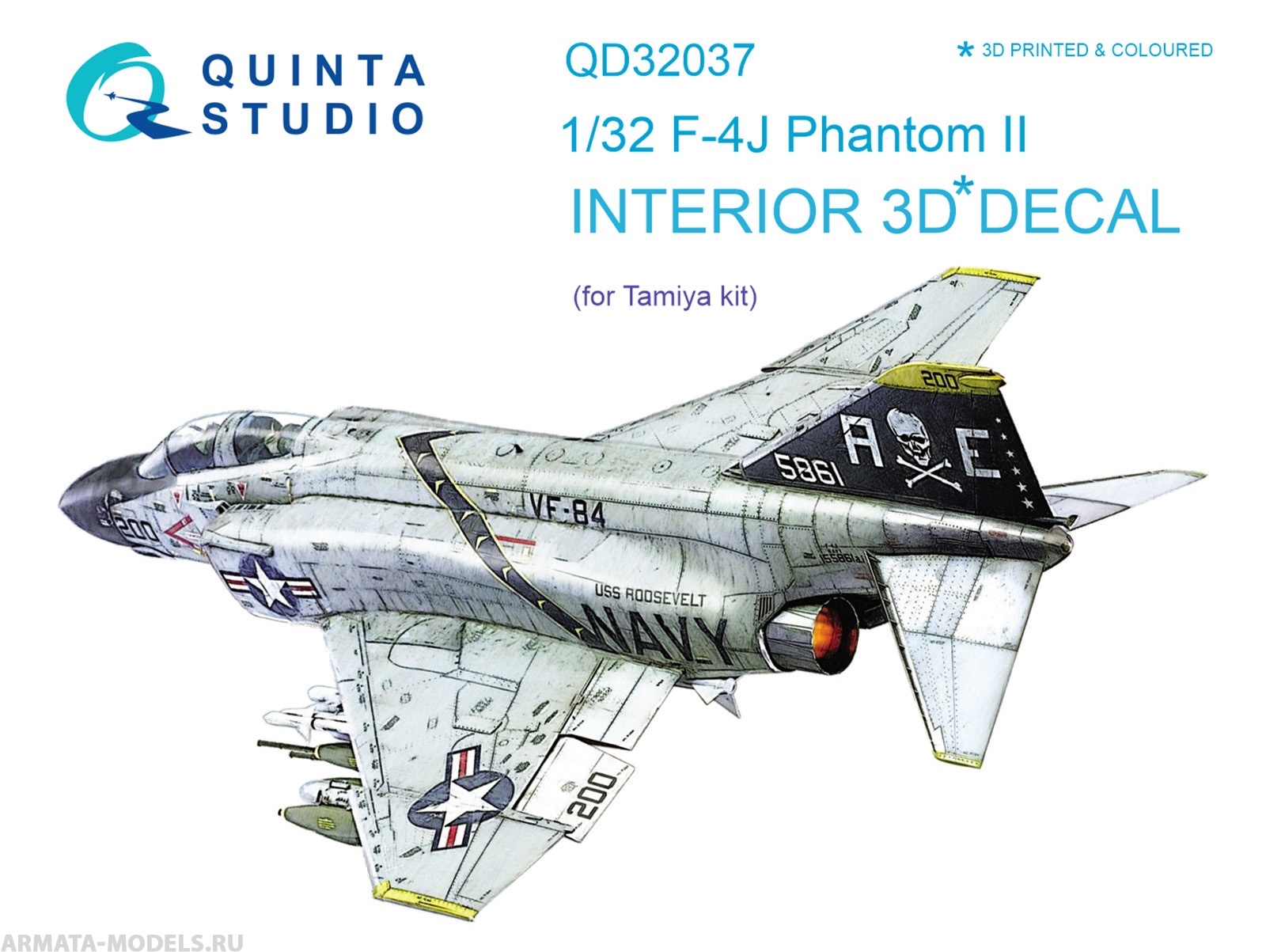 QD32037 3D Декаль интерьера кабины F-4J (для модели Tamiya)