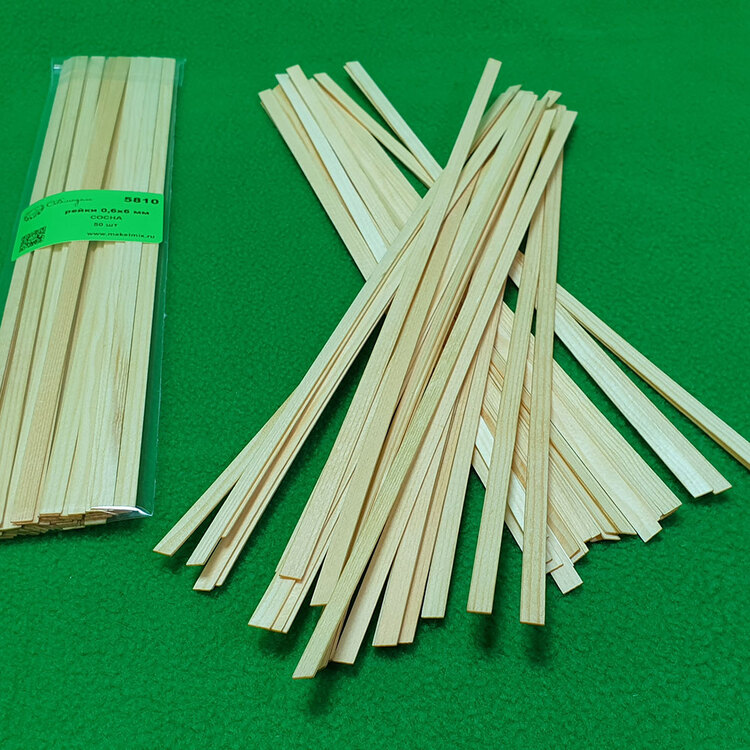 5810 рейки 0,6х6 мм - длина 300 мм - 50 шт - сосна 5810 рейки 0,6х6 мм - длина 300 мм - 50 шт - сосна
