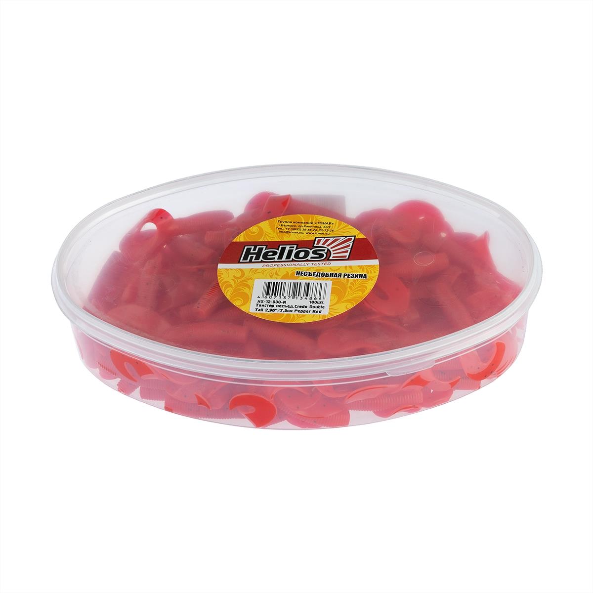 Твистер несъедоб. Credo Double Tail 3,54''/9 см Pepper Red  100шт. (HS-28-030-N) Helios( цена указана за упаковку, в количестве 100шт.)