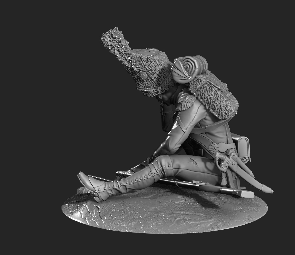 CHM-75007. Раненый гренадер Французской Императорской гвардии, 1808-15 гг. (фигура без подставки). 75 мм. Материал – смола Chronos Miniatures